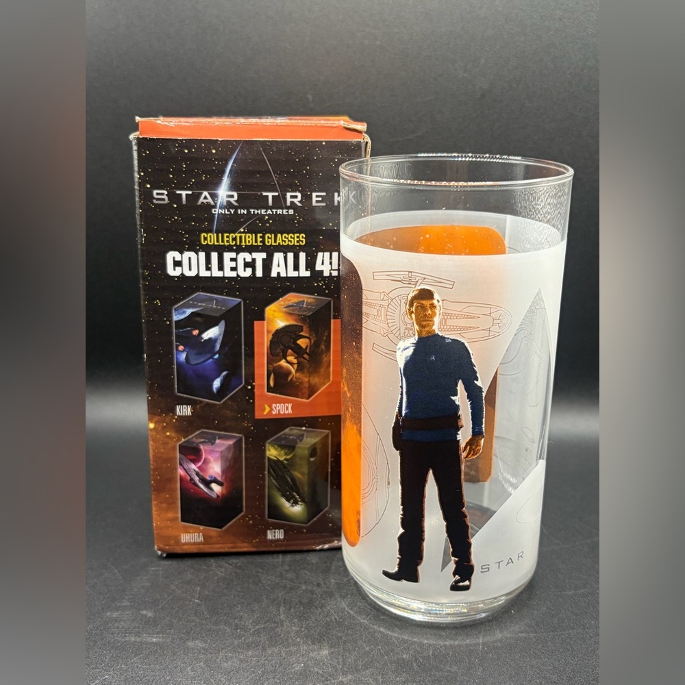 2008 Star Trek Spock Paramount Pictures Glass Leonard Nimoy Barware Y2K Promo Bx